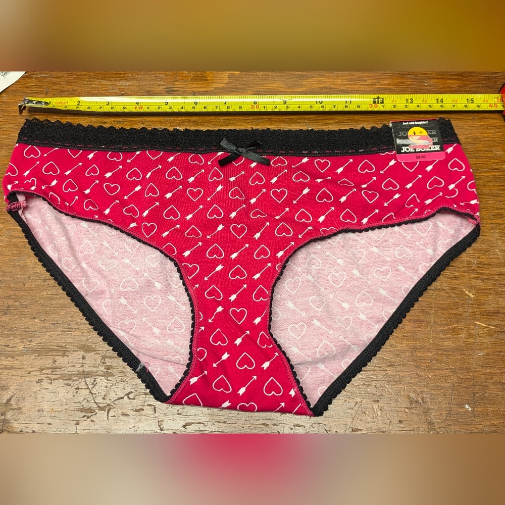 large Joe Boxer  95% Cotton Hipster Panties Hearts and Arrows NWT